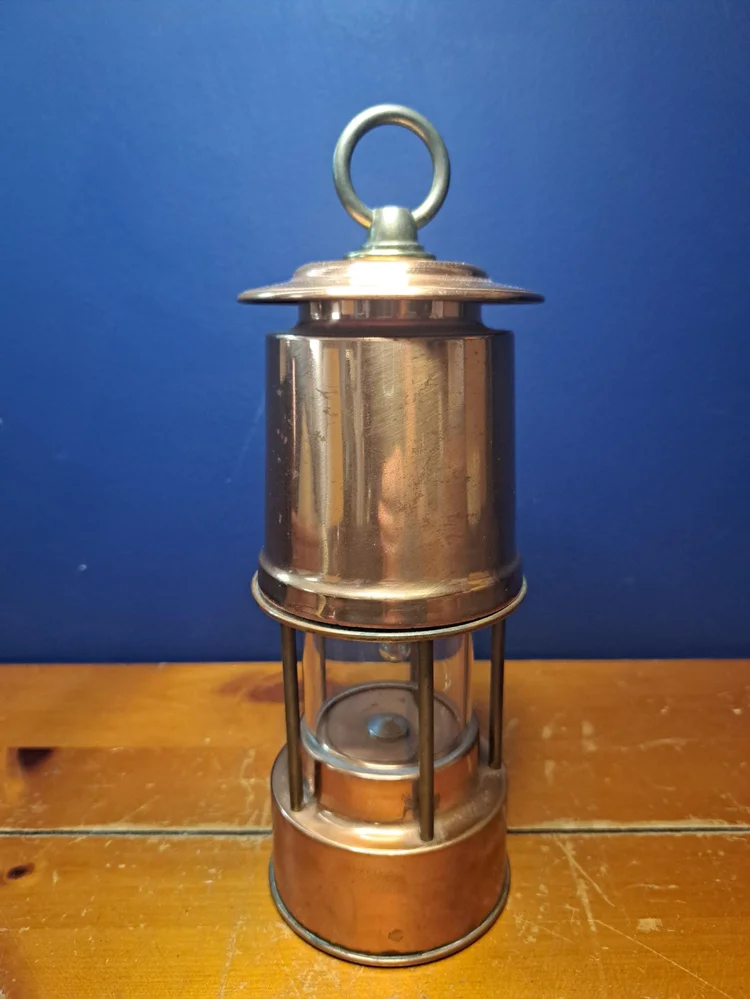 Vintage Battery Operated Miner's Lamp, Copper Lantern
