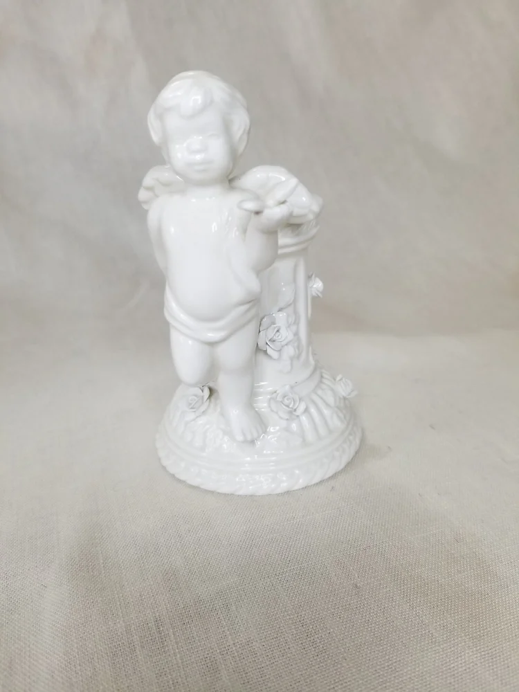 Very Cute Cherub Floral Candlestick Holder - Vintage Avon