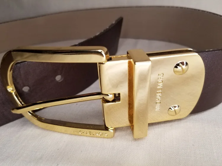Vintage Michael Kors Leather Brown and Gold Belt
