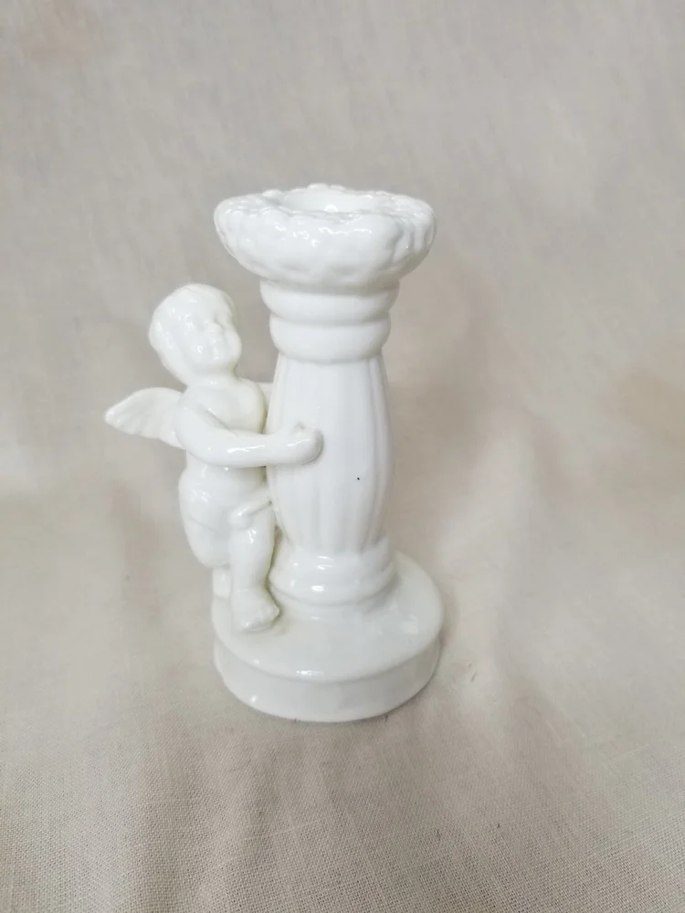 Vintage Ceramic Cherub Single Candlestick