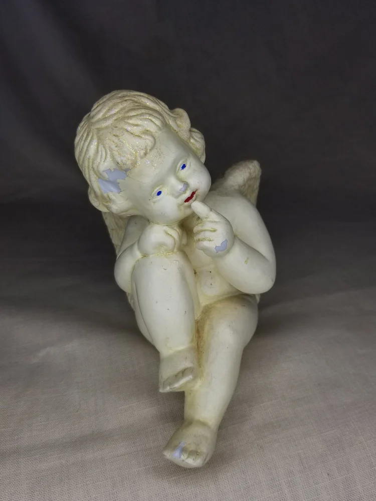 Vintage Caffco USA Pottery Cherub Figure - Paint is Chipping