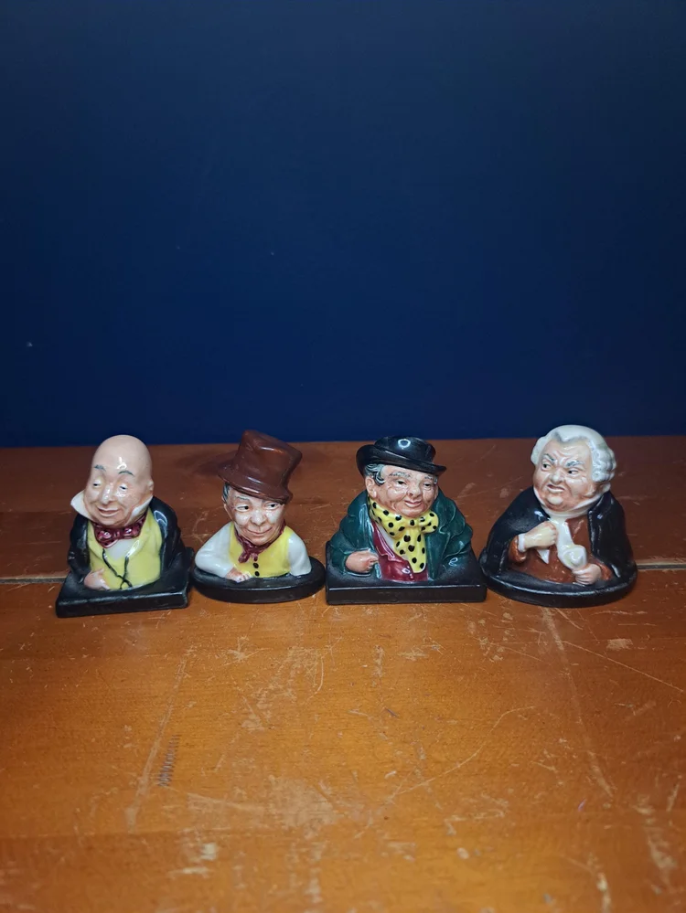 Set of Royal Doulton Figures, Vintage Tobies, Small Bust Royal Doulton Busts