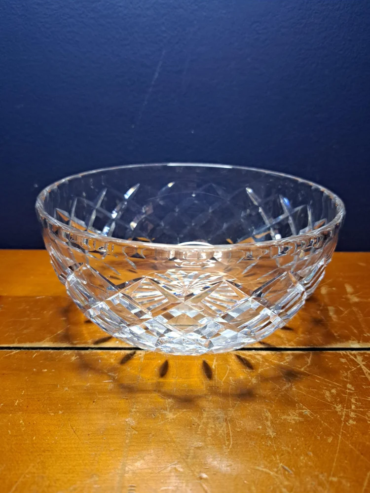 Vintage Cartier Crystal Bowl with Diamond Cut Pattern, Made in France