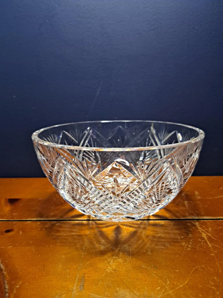 Vintage Waterford Lismore Pattern Crystal Serving Bowl, Heavy Irish Crystal Star Cut Serving Bowl, Holiday Tablescape