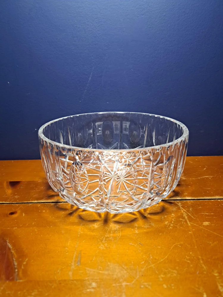 Vintage Waterford Lismore Pattern Crystal Serving Bowl, Heavy Irish Crystal Star Cut Serving Bowl, Christmas Dinner, Lead Crystal Serveware