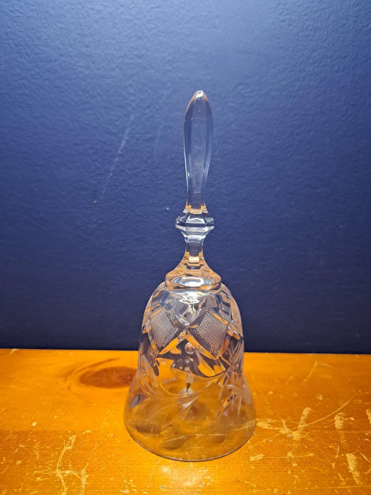 Vintage European Lead Crystal Bell, Hand Cut Crystal, Ringing of the Christmas Bells
