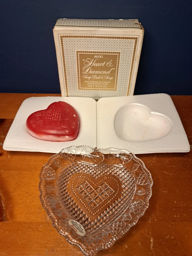 Vintage Avon Heart and Diamond Soap Dish and Soap, Vintage Special Occasion Soap and Matching Soap Dish, Vintage Bathroom Decor
