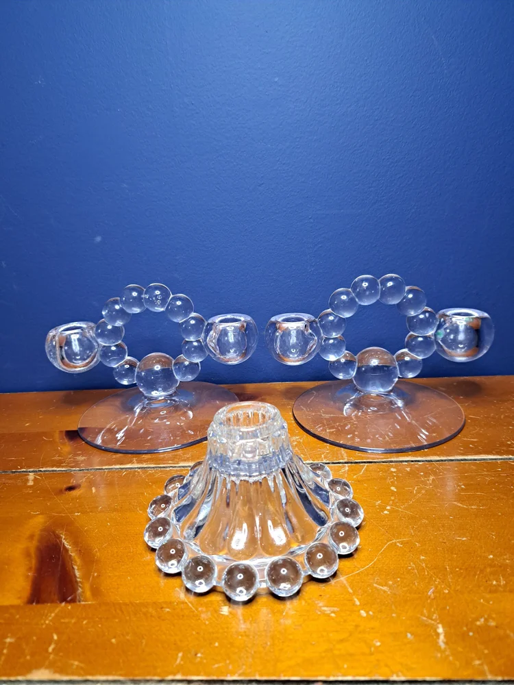 Vintage Anchor Hocking Boopie Bubble Glass Candlestick Holder, One Boopie Taper Candlestick Holder, Vintage Clear Glass Taper Candle Holder