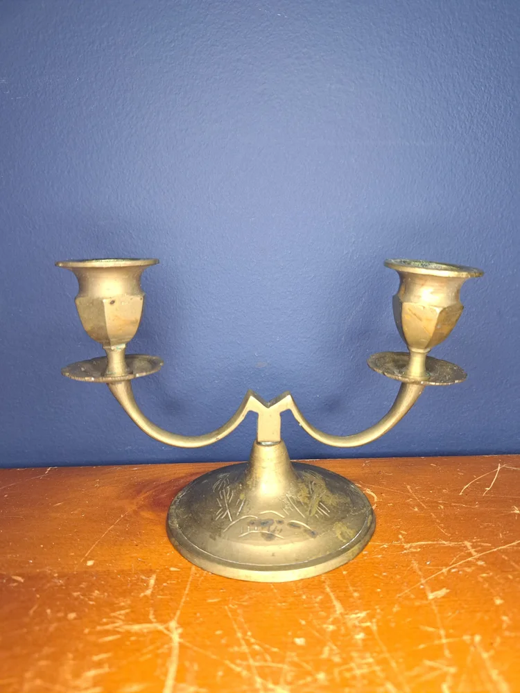 Vintage Etched Bronze Butterfly Chamberstick, Vintage Brass Chamberstick, Taper Candle Holder, Vintage Etched Bronze Chinese Candlesticks