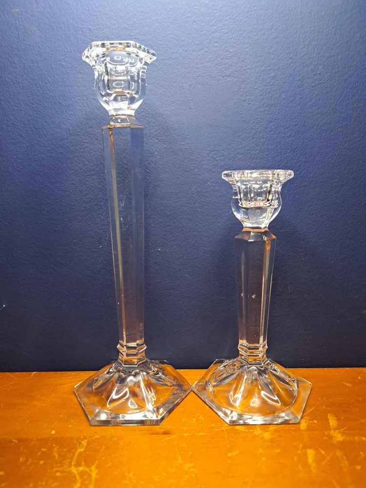 Vintage Mikasa Crystal Candle Holders, Set of Two Mikasa Taper Candle Holders, Mikasa Cambridge Candlestick Holder, Taper Candles