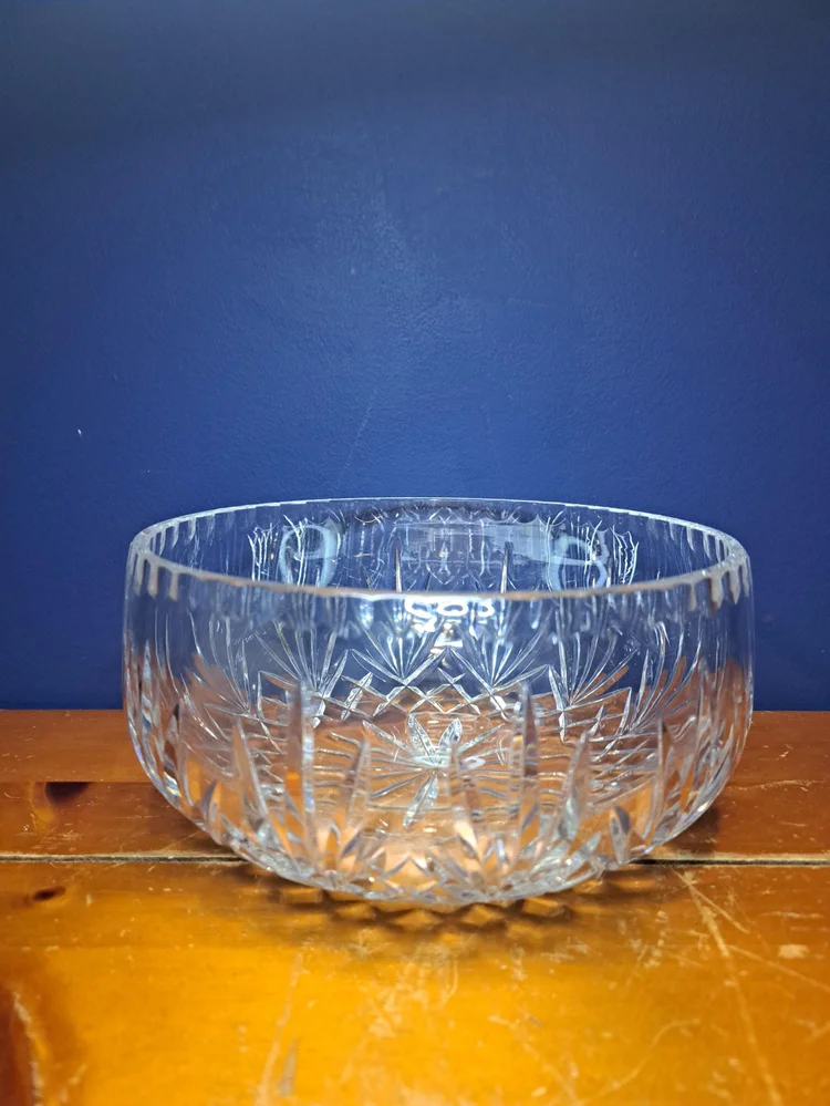 Vintage Swirl Crystal Serving Bowl, Heavy Lead Crystal Clear Serving Bowl, Unmarked Crystal Centerpiece Bowl, Christmas Serve Ware