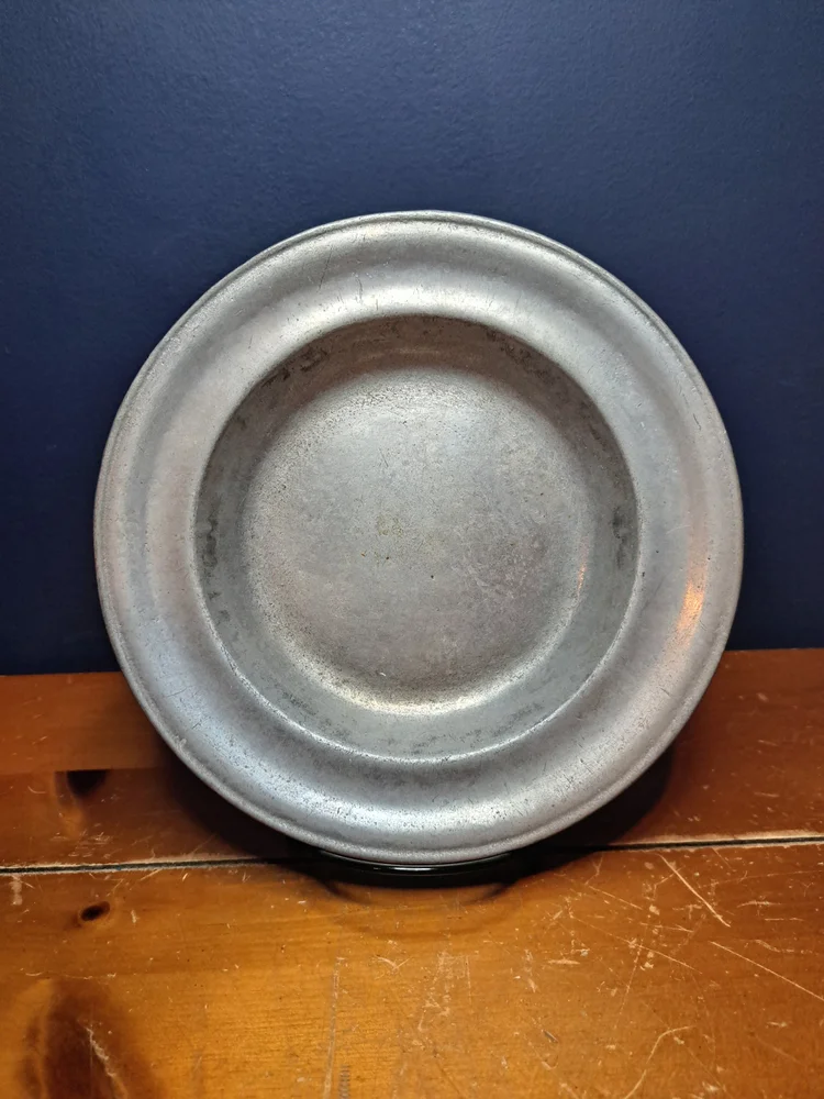 Vintage York Metal Crafters Pewter Plate, Solid Pewter Silver Plate, Vintage Decorative Pewter Metal Plate, Simple Pewter Dish