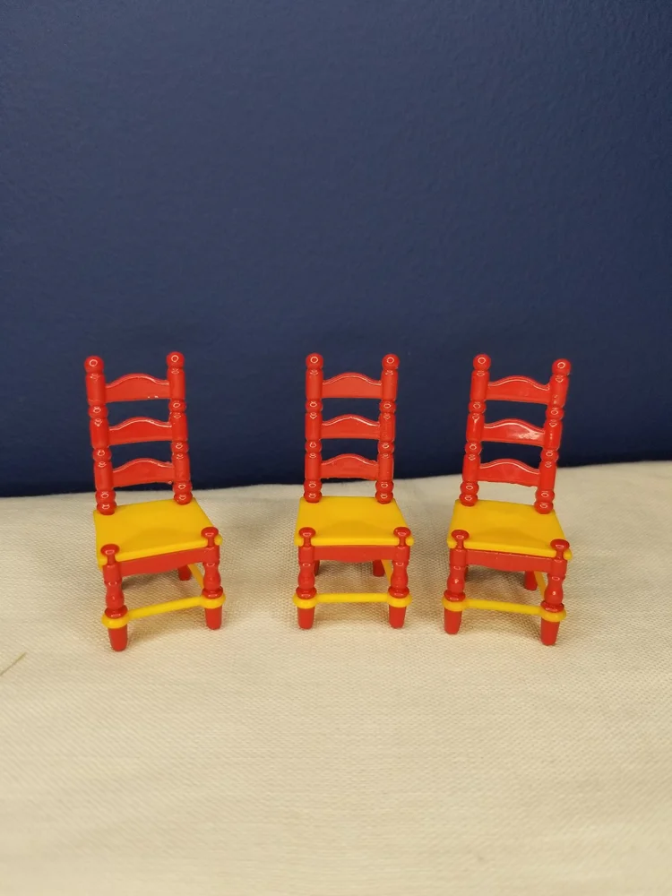 Vintage Red and Yellow Highback Dinning Room Chairs