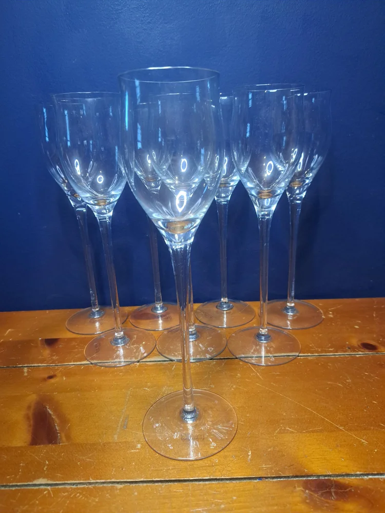 Vintage Toscany Champagne Flutes, Hand Made in Hungary, Hand Made Champagne Glasses, Vintage Clear Wine Glasses, Set of 8 Champagne Flutes