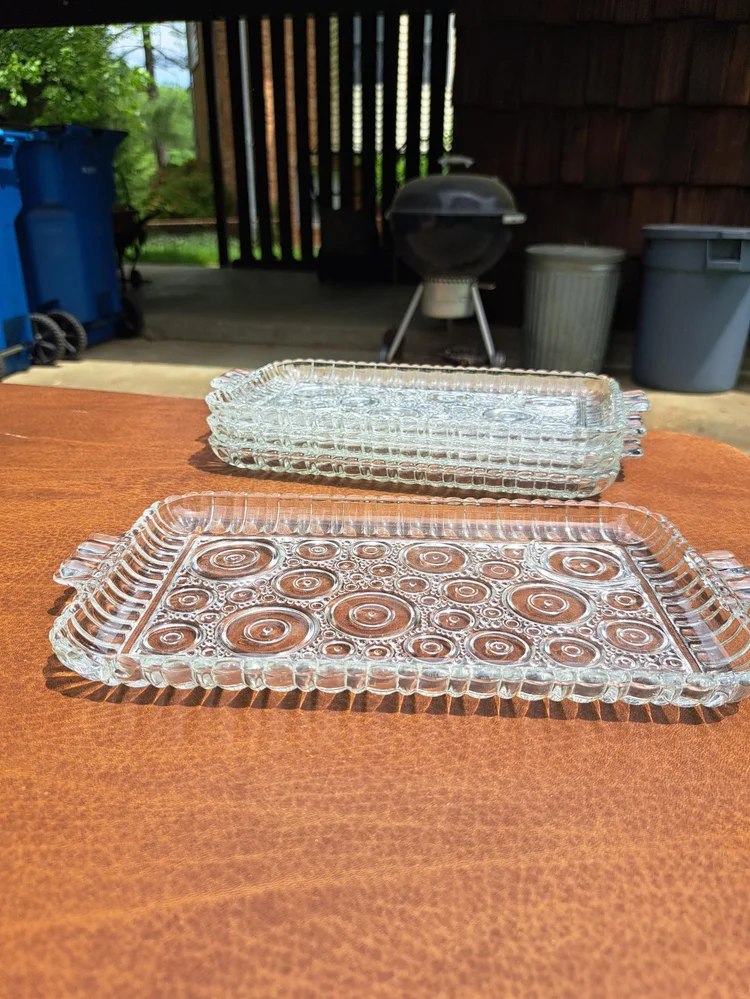 Vintage Anchor Hocking Colonial Lady Clear Decorative Glass Snack Tray, Anchor Hocking Party Tray, Clear Glass Abstract Circular Pattern