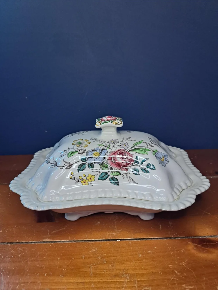 Vintage Copeland Spode Romney Covered Vegetable Dish, Rectangular Covered Serving Dish