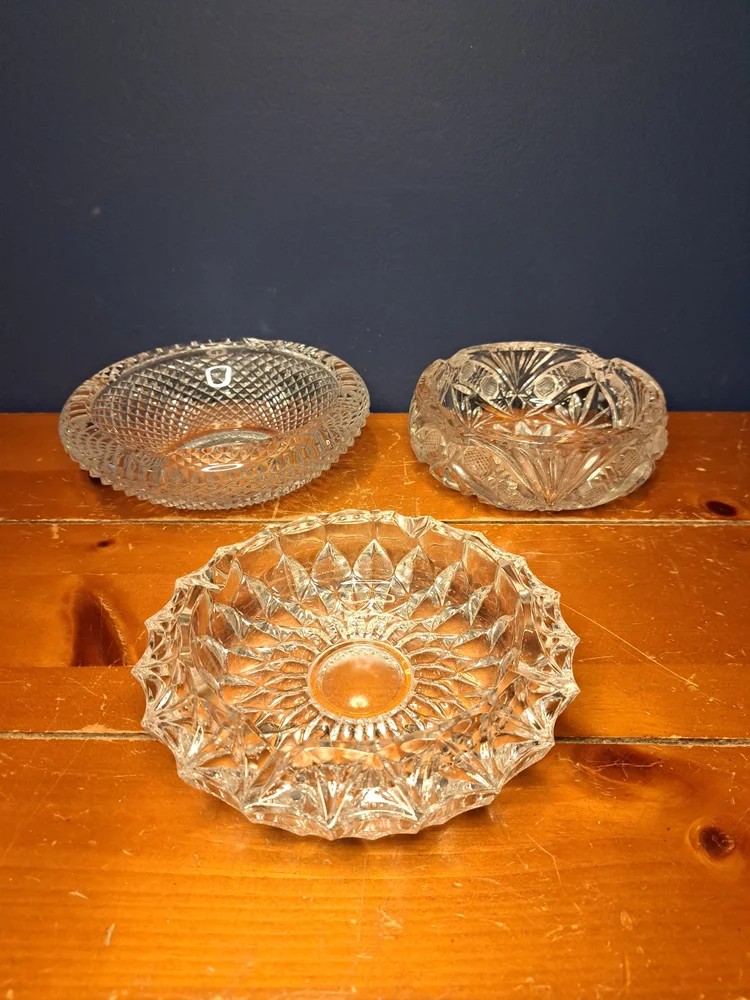 Gorgeous Vintage Lead Crystal Ashtrays, Vintage Collectible Tobacciana Ashtrays, Vintage Clear Crystal Ashtray, Tobacciana Collector Ashtray
