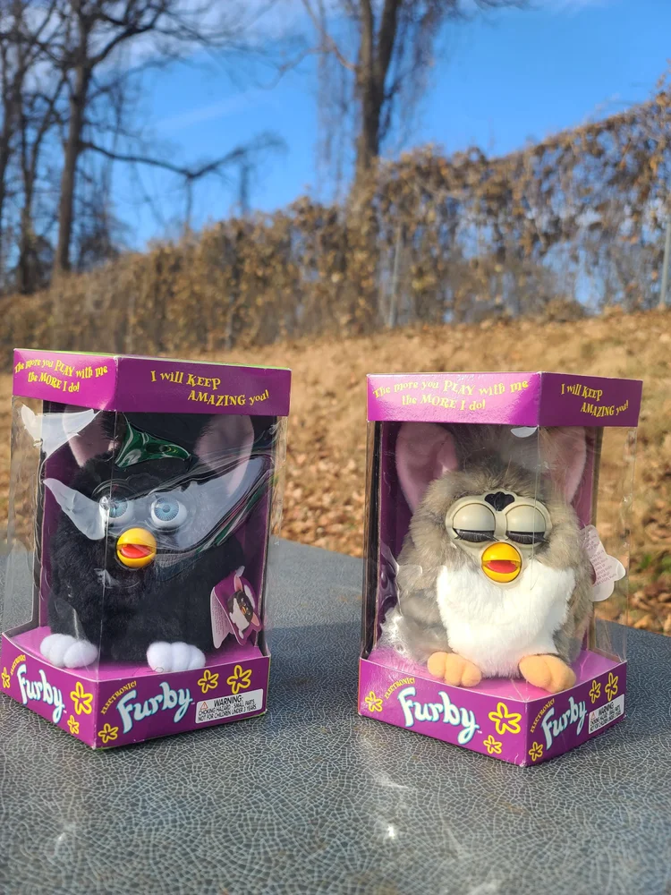 Original Furby in Original Box, Brand New Black Furby, Brand New Vintage Brindle Furby